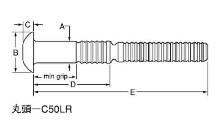 ハックボルトピンC50L(丸・鉄 16.0
