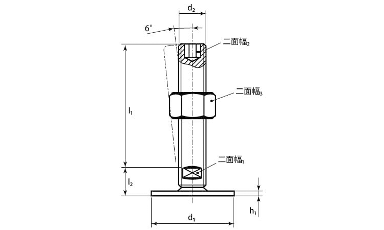 サポート脚六角穴(D80) 75.0 16.0
