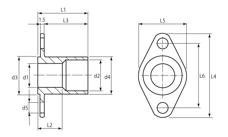 ブッシュ楕円フランジソケットピン