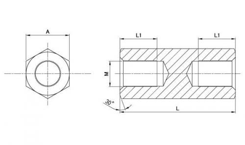 3価ホワイト 六角スペーサー(ASFE