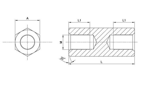 SUS304六角スペーサーASU