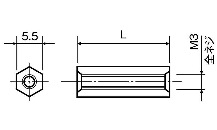 PBTスペーサー(六角(ASZ