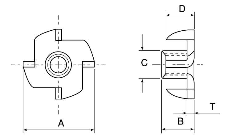 爪付Tナット(安達製(ウィット 1/4