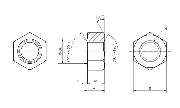 パイロット付六角ナット(輸入品 1/2
