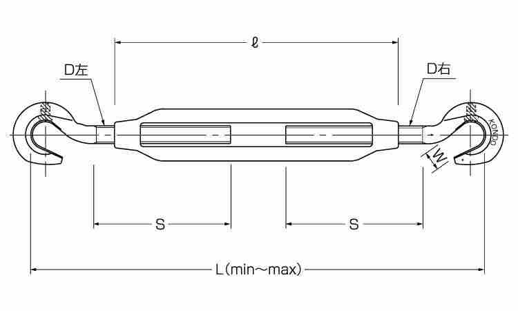割枠ターンバックル(両ハッカー 3/8