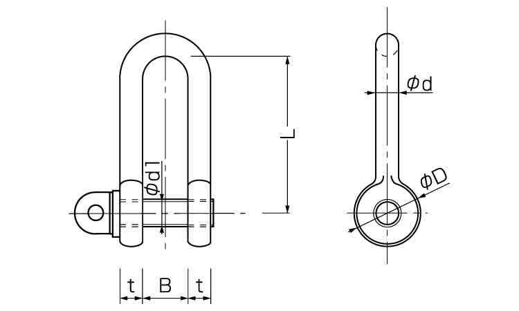 強力長シャックル ねじ込み式 16.0