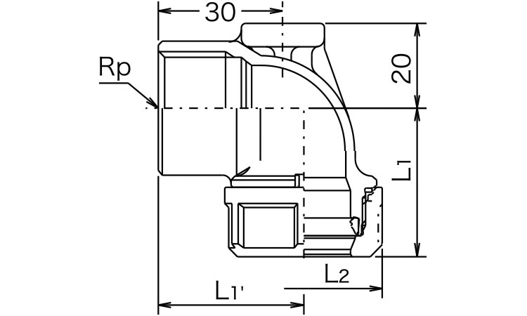 上座付水栓エルボ(NJXZWEU