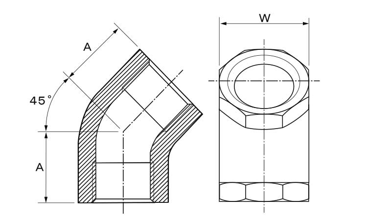 MD 45°エルボ(8角 6.0