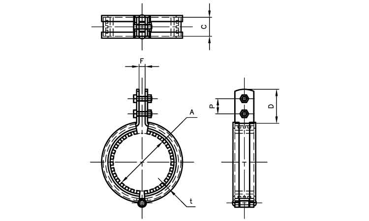 ステン防振CL立バンド10Tゴム