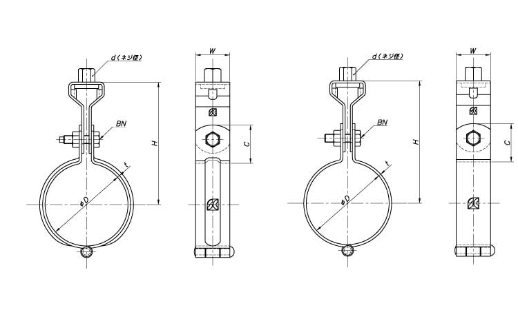 蝶番式吊バンド タン付 15.0