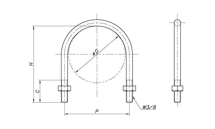 Uボルト(W3/8) UB 15.0