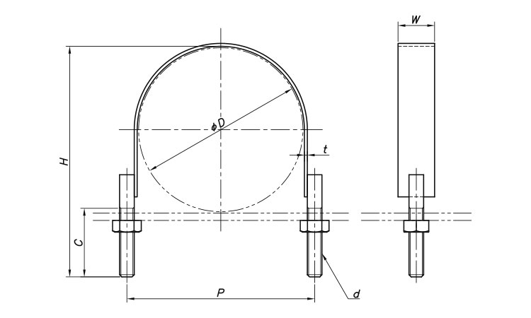 10Kフランジ用Uバンド UFB 10.0