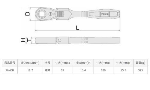 首振ラチェットハンドルRH4FB