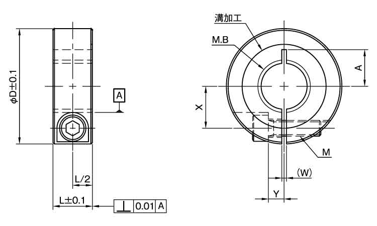 スリットカラー 内径ネジ(並目 9.0 3.0