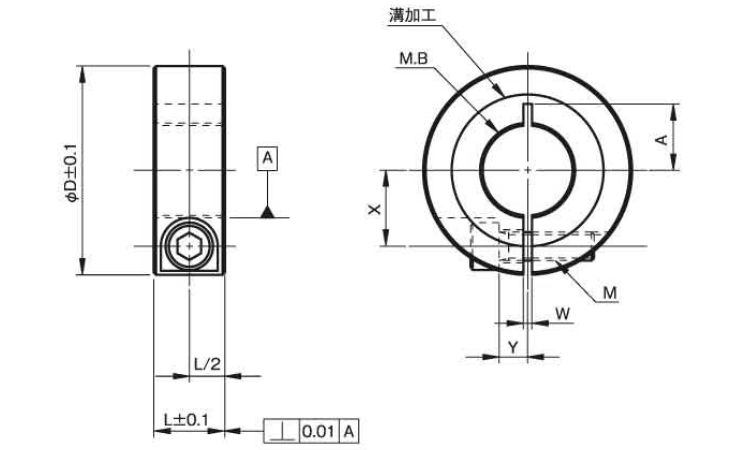 スリットカラー 内径ネジ(細目 9.0 6.0