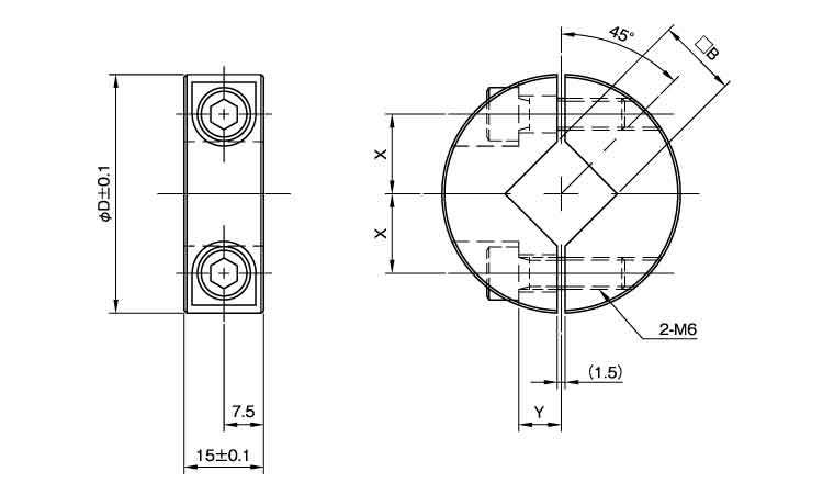 セパレートカラー 角シャフト用 15.0 15.0