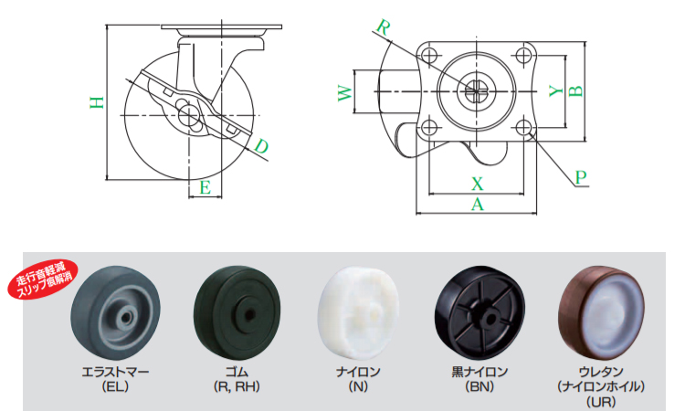 軽荷重向け自在車プレートGーS型 3.8