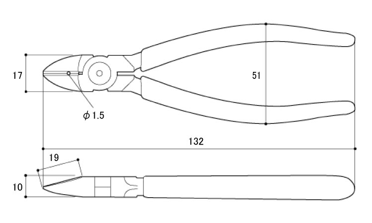 強力ニッパー 刃穴付CN-130