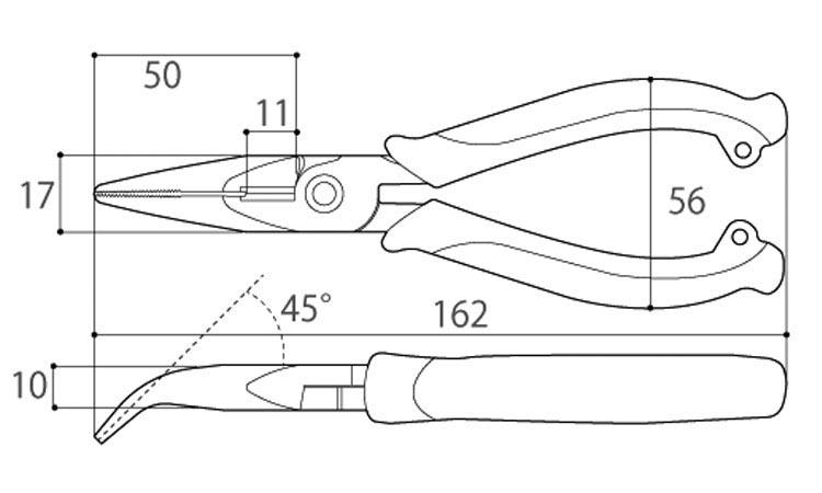 パワー先曲りラジオペンチ