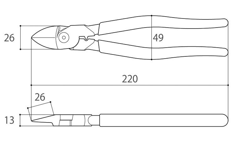 電工パワーニッパー薄刃PW305
