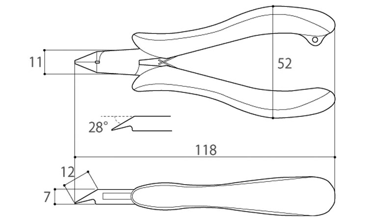 薄刃ニッパー先細タイプTM-16