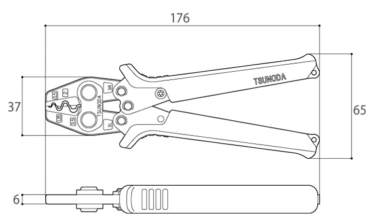 圧着工具 裸圧着用 TP-3