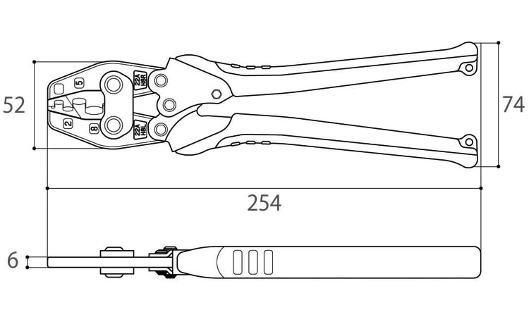 圧着工具 閉端接続子用TPH-8