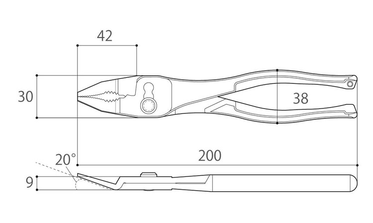 極・薄型プライヤー ベントタイプ