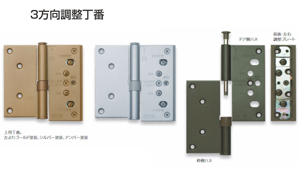 ３方向調整丁番（右勝手（ゴールド