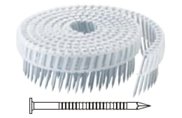斜めプラ連結釘不燃リング布目・白