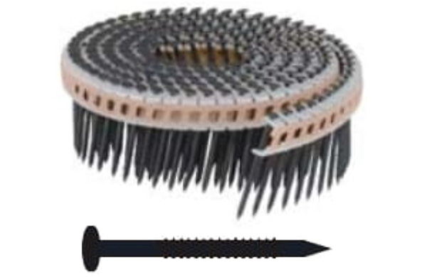 斜めプラ連結釘（焼杉板用・布目頭