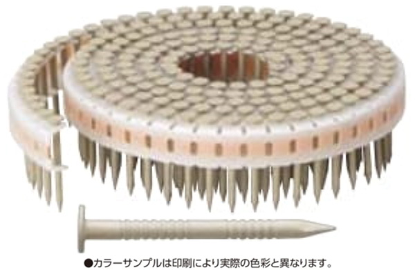 垂直プラ連結釘カクテルネイル　リング釘・モカベージュ