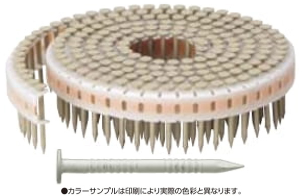 垂直プラ連結釘カクテルネイル　リング釘・サンドホワイト