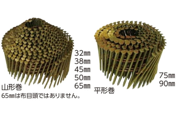 ワイヤー連結釘（斜め釘・布目頭