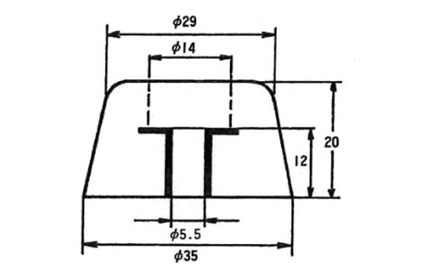 Ｔ型Ｗ入ゴム脚　ＴＰー３５０