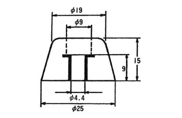 Ｔ型Ｗ入ゴム脚　ＵＥＴＰー２５０