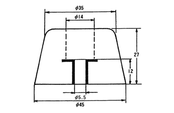 Ｔ型Ｗ入ゴム脚　ＵＥＴＰー４５０