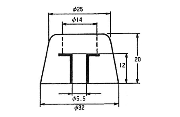 Ｔ型Ｗ入ゴム脚　ＵＣＴＰー３２１