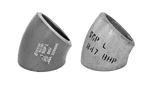 ＳＧＰ溶接エルボ４５Ｅ（ロング）