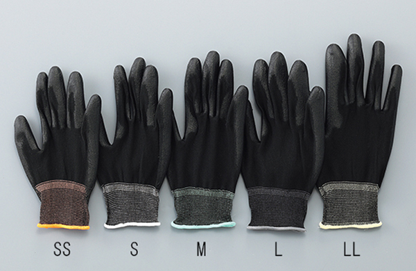 黒色ＰＵ手袋オーバーロック手の平